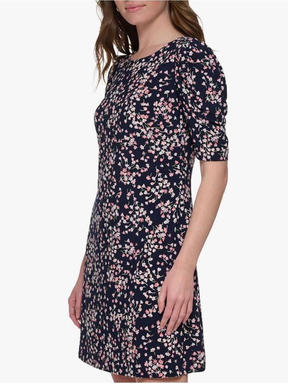 Tommy Hilfiger Sky captain Navy short sleeve Floral mini Dress stretch knit. 8